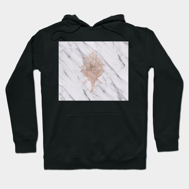 Rose gold abstract elephant - white marble Hoodie by marbleco